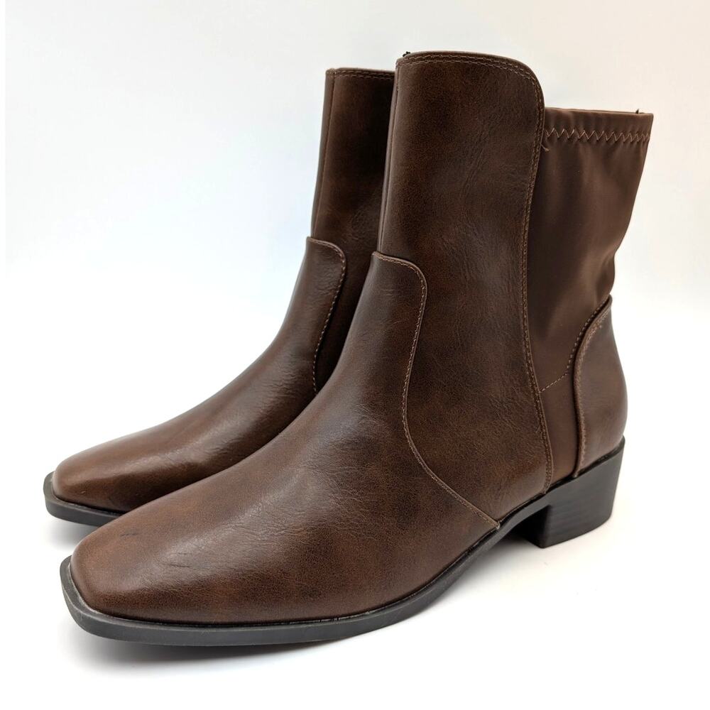 Journee Collection Renna Chelsea Boots Side Zip Women's Chocolate Size US9M EU39